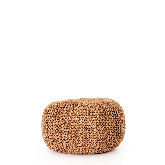 Jute Knit Pouf-Tan Jute
